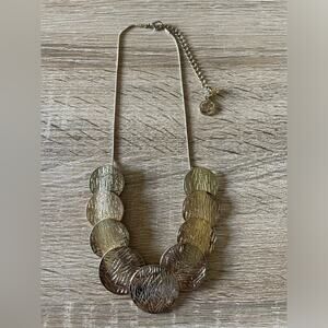 Hammered Medallions Coins Statement Necklace Western Gold Tone Festival Boho